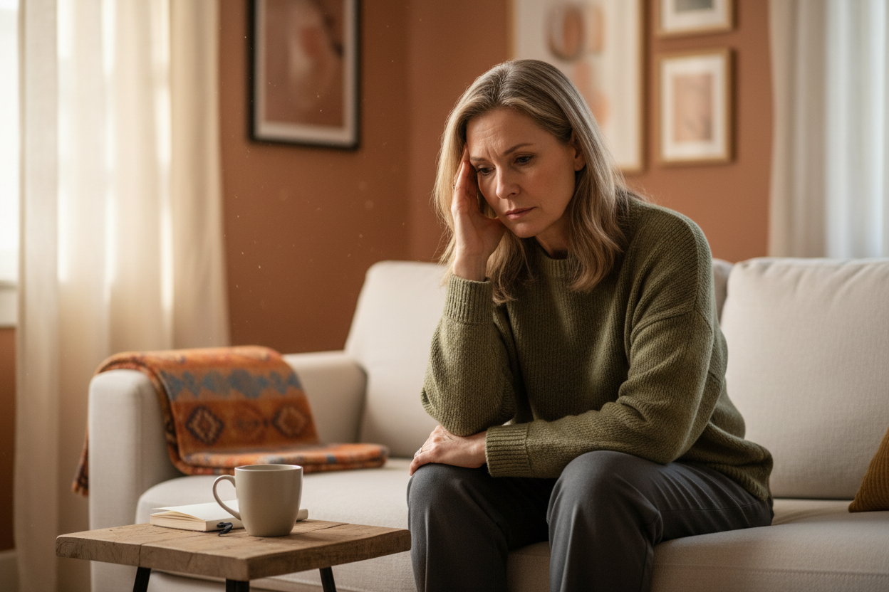 50 year old woman having distress 